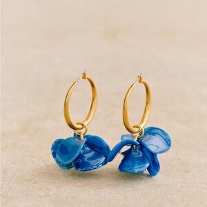 Sezane Flora Hoops Navy Blue